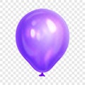 Realistic purple balloon, isolated on transparent background.