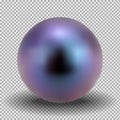 Realistic purple pearl. 3D ball on a transparent background. Isolated vector object. Royalty Free Stock Photo