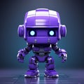 Realistic Purple Robot Small, Blocky, Photorealistic Rendering