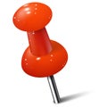 Realistic push pin in red color. Thumbtack