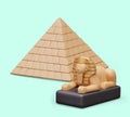 Realistic pyramid, Great Sphinx. Vector composition for web design Royalty Free Stock Photo