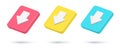 Realistic quick tips downward arrow download direction pointer 3d icon collection vector