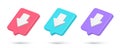 Realistic quick tips downward arrow download direction pointer 3d icon collection vector