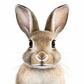 Realistic Rabbit Portrait On White Background - High Detail Digital Airbrushing