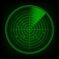 Realistic radar in searching. Radar screen with the aims. Vector stock illustration