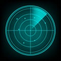 Realistic radar in searching. Radar screen with the aims. Vector stock illustration