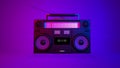 Realistic radio vibrating speaker and playing the cassette animation