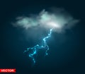 Realistic rain cloud with thunderstorm lightning Royalty Free Stock Photo