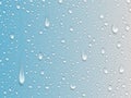 Realistic rain shower drops on glass. Water dropping texture, waterdrops on window. Transparent droplets background Royalty Free Stock Photo