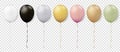 Realistic rainbow balloons on transparent background. Vector illustration Royalty Free Stock Photo