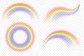 Realistic rainbow set. Sky magic spectrum fantasy effect Royalty Free Stock Photo