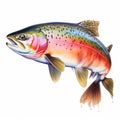 Realistic Rainbow Trout Drawing: Vibrant Colors And Masterful Shading Royalty Free Stock Photo