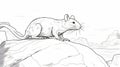 Realistic Rat Drawing On Rock: Detailed Perspective Artwork