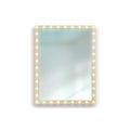 Realistic rectangular illuminated mirror. Square reflective surface hanging on wall. Home interior. Geometric frame with