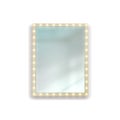 Realistic rectangular illuminated mirror. Square reflective surface hanging on wall. Home interior. Geometric frame with light