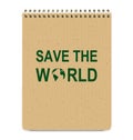 Realistic Recycle Brown Cover Notepad and Save The World Icon