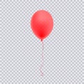 Realistic red balloon isolated on transparent background. Vector illustration Royalty Free Stock Photo