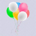 Realistic red balloon isolated on transparent background. Vector illustration. Royalty Free Stock Photo