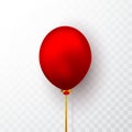 Realistic red balloon on transparent background with shadow. Shine helium balloon for wedding, Birthday, parties. Festival Royalty Free Stock Photo