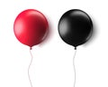 Realistic red and black 3d balloons isolated on transparent background. Air balloons for Birthday parties, celebrate Royalty Free Stock Photo