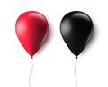Realistic red and black 3d balloons isolated on transparent background. Air balloons for Birthday parties, celebrate anniversary, Royalty Free Stock Photo