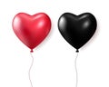 Realistic red and black 3d balloons isolated on transparent background. Air balloons for Birthday parties, celebrate anniversary, Royalty Free Stock Photo