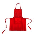 Realistic red blank apron mock up with fabric texture isolated from background