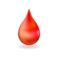 Realistic red blood drop. 3d icon droplet falls. World Donation Day Sign or Symbol. Vector illustration. Royalty Free Stock Photo