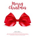 Realistic red bow isolated on white background. Christmas Ribbon. Vector illustration Royalty Free Stock Photo