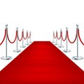 Realistic Red carpet between rope barriers. EPS 10 Royalty Free Stock Photo