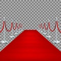 Realistic Red carpet between rope barriers. EPS 10 Royalty Free Stock Photo