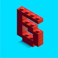 Realistic red 3d isometric number 6