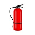 Realistic red fire extinguisher isolated on white background. Portable firefighting equipment. Vector illustration. Royalty Free Stock Photo