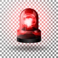 Realistic red flasher siren for cars. Emergency flashing siren. Royalty Free Stock Photo