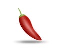 Realistic Red hot  chili pepper, isolated image  Illustration. Royalty Free Stock Photo