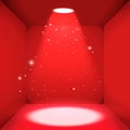 Red luxury empty space of the square box with bright light source