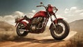 Realistic Red Motorcycle On Dirt Road - Meticulous Photorealistic Art