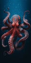 Realistic Red Octopus Swimming Underwater - Zbrush Illustration