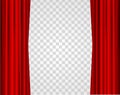Realistic Red Opened Stage Curtains on a Transparent Background. Vector Royalty Free Stock Photo