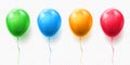 Realistic red, orange, green and blue balloon vector illustration on transparent background. Balloons for Birthday Royalty Free Stock Photo