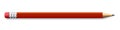 Realistic red pencil sharpened with a red rubber on white background - vector