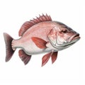 Realistic Red Snapper Fish Illustration On White Surface