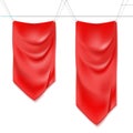 Realistic red textile banners