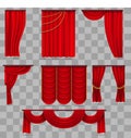 Realistic red velvet stage curtains, scarlet theatre drapery on transparent background Royalty Free Stock Photo