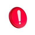 Red-white circle warning sign, beware danger, hot, symbol sign, front view is slightly tilted to the side, 3d rendering