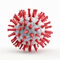 Realistic Red And White 3d Virus On White Background