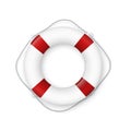 Realistic red and white lifebuoy whith a rope. Life buoy- realistic vector drawing isolated on white background. Eps10 Royalty Free Stock Photo