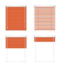 Realistic Red Window Jalousie Roller Shutters Blind Set. Vector