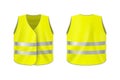 Realistic reflective vest, front and back view, safety jacket Royalty Free Stock Photo
