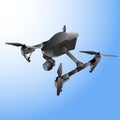 Realistic remote air drone quad-copter with camera. Vector illustration.